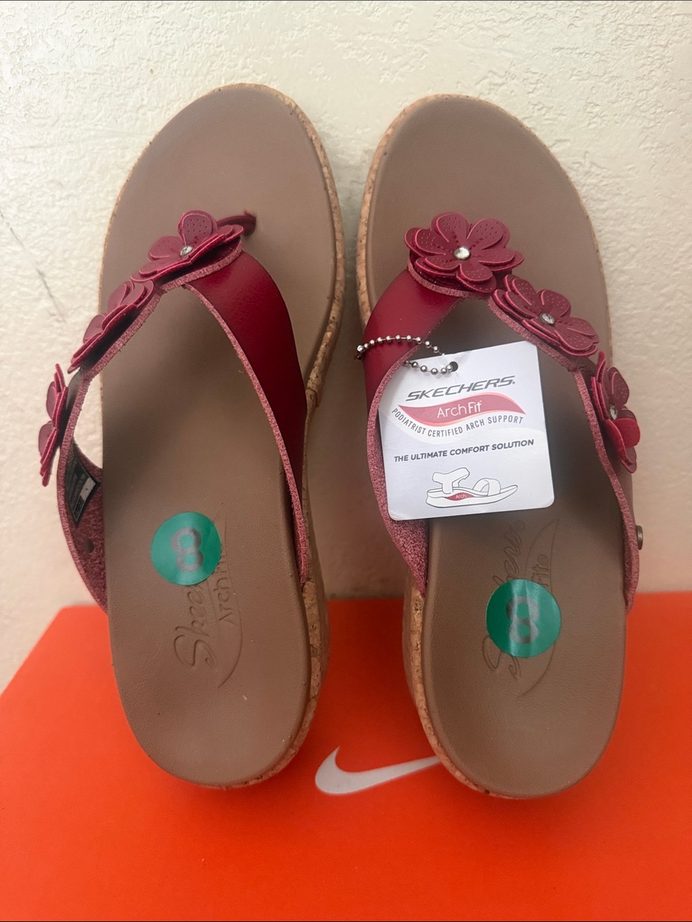 Skechers Women's Arch Fit Floral Slide Sandals - Wine